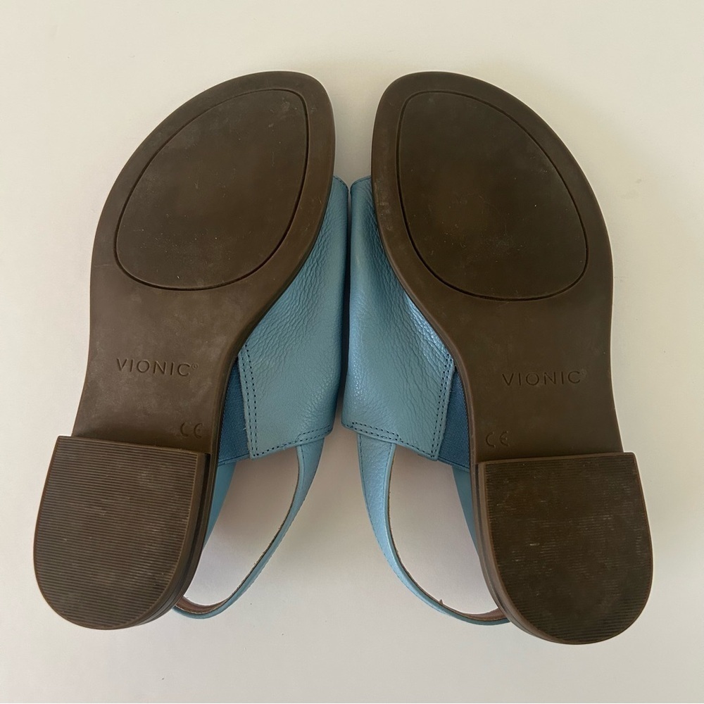 Vionic Ella Thong Sandal Shoe Leather Slingback Arch Support Ice Blue Size 5 - Picture 12 of 14